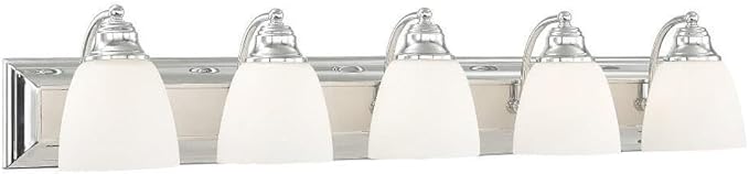 Livex Lighting 10505-05 Chrome Bath Vanity with Satin Opal Glass