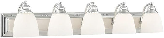 Livex Lighting 10505-05 Chrome Bath Vanity with Satin Opal Glass