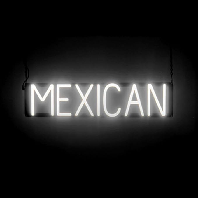 SpellBrite MEXICAN Sign | Mexican Food-Related Sign with Neon Look, White LED Light Source | 26.9" x 6.3"