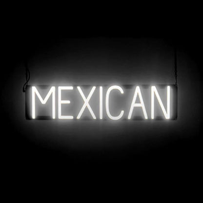 SpellBrite MEXICAN Sign | Mexican Food-Related Sign with Neon Look, White LED Light Source | 26.9" x 6.3"