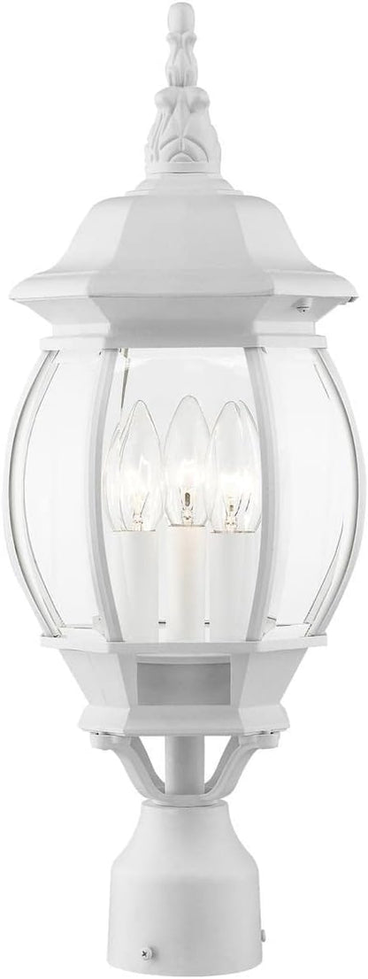 Livex Lighting 7526-13 Outdoor Post Top Light with Clear Beveled Glass Shades, White