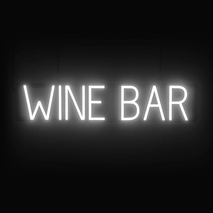 SpellBrite WINE BAR Sign | Wine-Related Sign with Neon Look, White LED Light Source | 29.2" x 6.3"