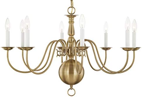 Livex Lighting 5007-01 Williamsburgh 8-Light Chandelier, Antique Brass,Copper
