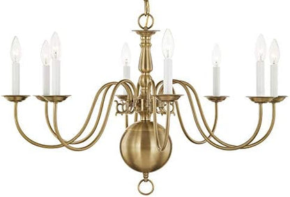 Livex Lighting 5007-01 Williamsburgh 8-Light Chandelier, Antique Brass,Copper