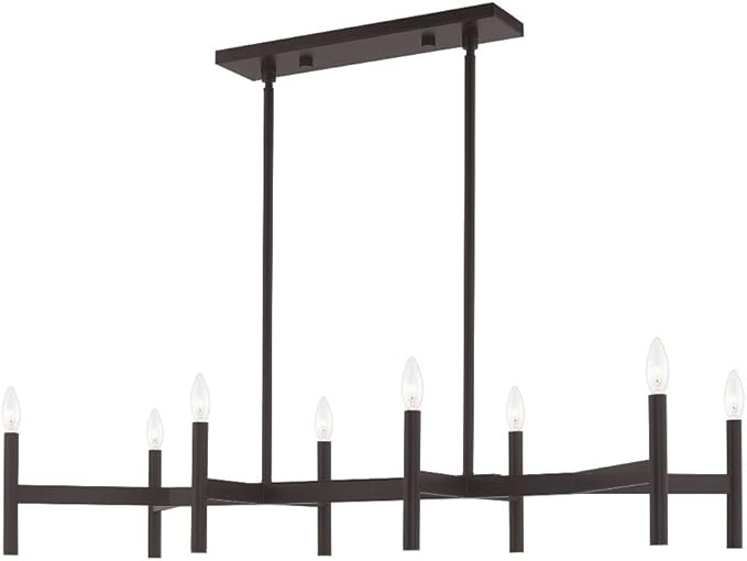 Livex Lighting 51178-91 Copenhagen - Eight Light Linear Chandelier, Brushed Nickel Finish, 19.00x40.00x15.00