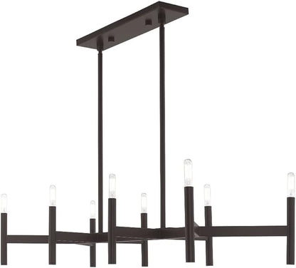 Livex Lighting 51178-91 Copenhagen - Eight Light Linear Chandelier, Brushed Nickel Finish, 19.00x40.00x15.00