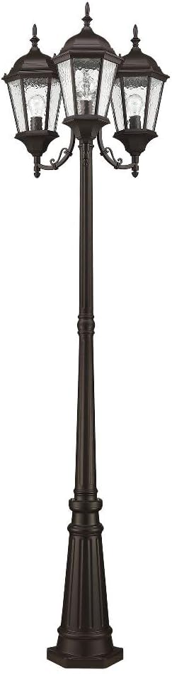 Livex Lighting 7553-07 Hamilton 3 Light Outdoor 3 Head Post, Bronze, 86" x 24.5" x 86"