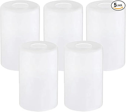 Piano 5-Pack White Frosted Glass Light Shade，Glass Lamp Shade Replacements for Light Fixtures，Cylinder Globe Glass Shades Covers for Pendant Lights Chandeliers Wall Sconces Bath Vanity Lights