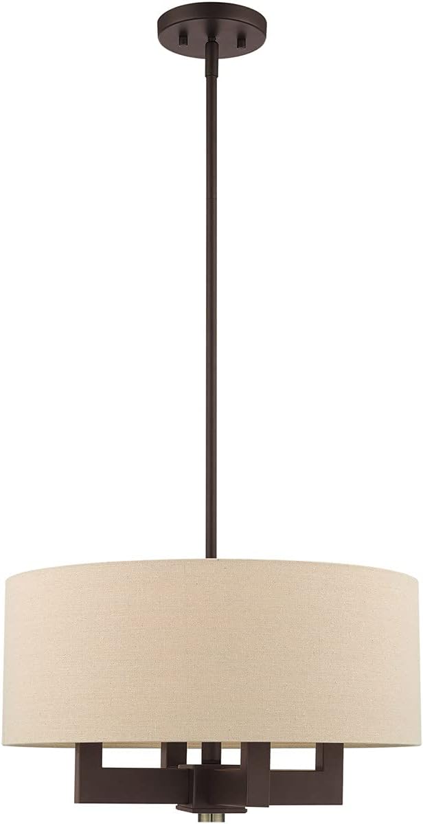 Livex Lighting 46164-07 4 Light Bronze Chandelier, Bronze W/Antique Brass Accents