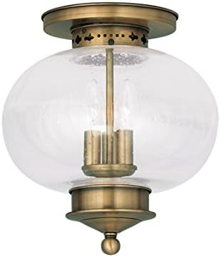 Livex Lighting 5037-01 Harbor 3-Light Ceiling Mount, Antique Brass