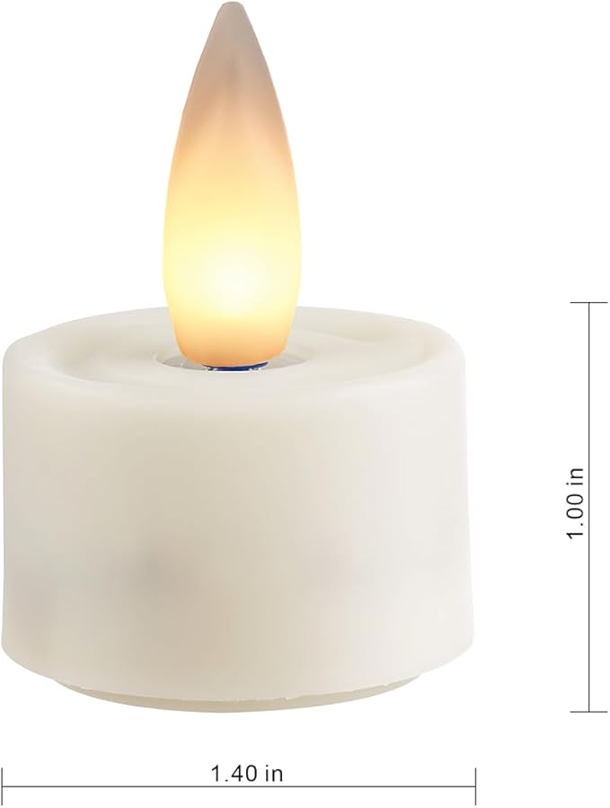 Rechargeable Flameless Tealights Candle with Remote Timer, 3D Moving Flame Led Tealight Candles (Includes Remote Control, Charging Base, and USB Cable) (Ivory, 1.4in)