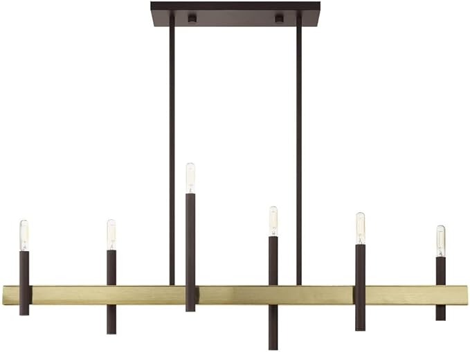 Livex Lighting 49336-07 6 Light Bronze Linear Chandelier