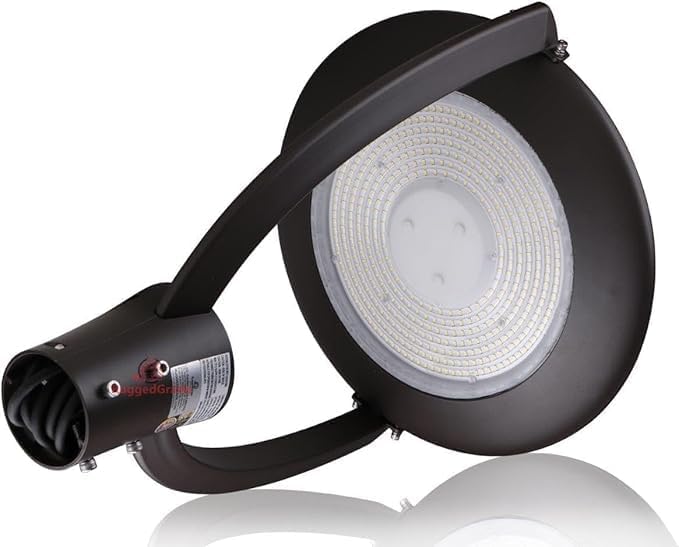 RuggedGrade 150W LED Post Top Fixture - Centauri II Series Area Light - 20,000 Lumens - Bright White 5000K - Slip Fit Mount - Photocell - Brown/Dark Bronze Housing - DLC 5.1 Premium