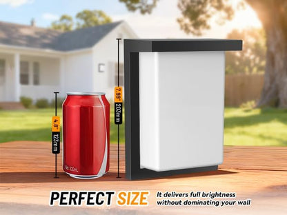 LED Outdoor Wall Porch Light 2 Pack 3000K 4000K 6000K Adjustable Waterproof Modern Wall Sconce Aluminum Exterior Light Fixture Wall Mount ETL IP65 8 Inch 12W Black