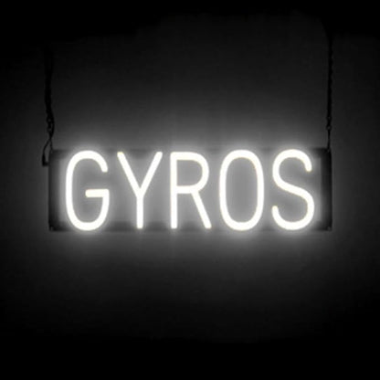 SpellBrite GYROS Sign | Restaurant-Related Sign with Neon Look, White LED Light | 21.3" x 6.3"