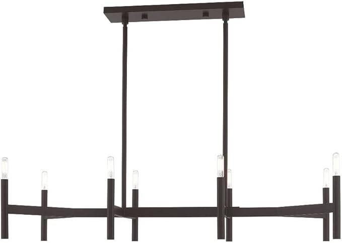 Livex Lighting 51178-91 Copenhagen - Eight Light Linear Chandelier, Brushed Nickel Finish, 19.00x40.00x15.00