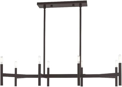 Livex Lighting 51178-91 Copenhagen - Eight Light Linear Chandelier, Brushed Nickel Finish, 19.00x40.00x15.00