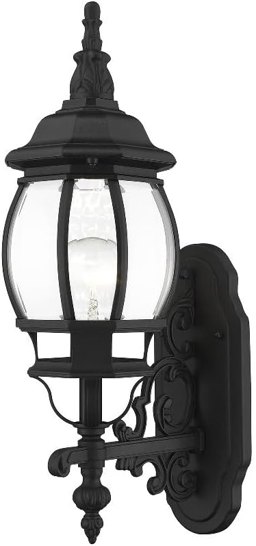 Livex Lighting 7520-13 Frontenac Traditional 1-Light Outdoor Wall Lantern with Clear Beveled Glass Shades, 21" x 7" x 21", White