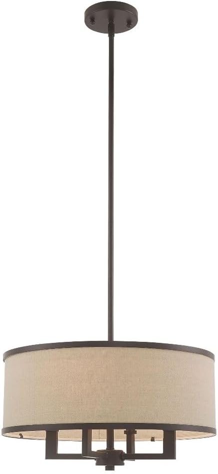 Livex Lighting 62615-91 Park Ridge 4 Light Chandelier, Brushed Nickel, 18"L x 18"W x 48"H