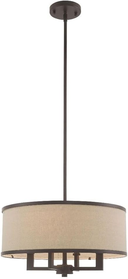Livex Lighting 62615-91 Park Ridge 4 Light Chandelier, Brushed Nickel, 18"L x 18"W x 48"H
