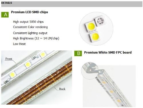 CBconcept 30 Feet RGB Color Changing 120 Volt High Output LED SMD5050 Flexible Flat LED Strip Rope Light - [Christmas Lighting, Indoor/Outdoor Rope Lighting, Ceiling Light, Kitchen Lighting]