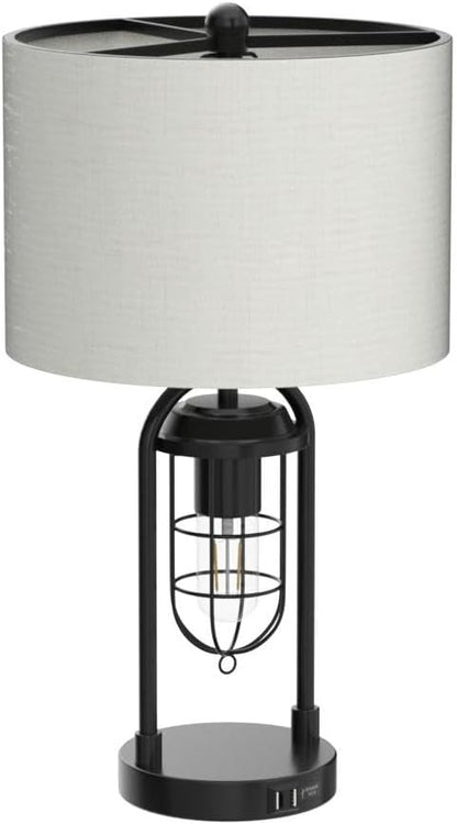 Kyrid 21'' Table Lamps Set of 2 with Night Light and USB Port Industrial Modern Nightstand Lamp Set (Bulbs Included)