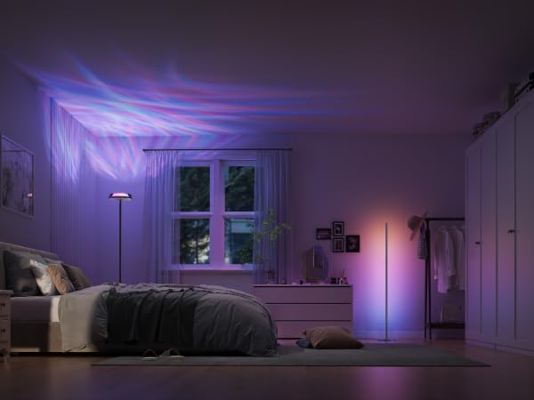 Govee Uplighter Floor Lamp for Living Room, RGBIC Ripple Projector, Floor Lamp for Bedroom, Compatible with SmartThings, Alexa, and Matter, LED Modern Corner Floor Light, Warm Cool White Standing Lamp