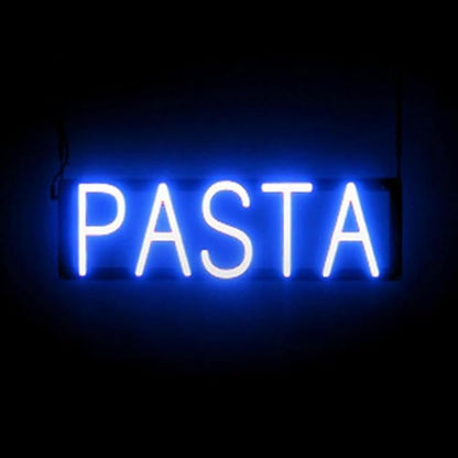 SpellBrite PASTA Sign | Restaurant-Related Sign with Neon Look, Blue LED Light | 21.2" x 6.3"