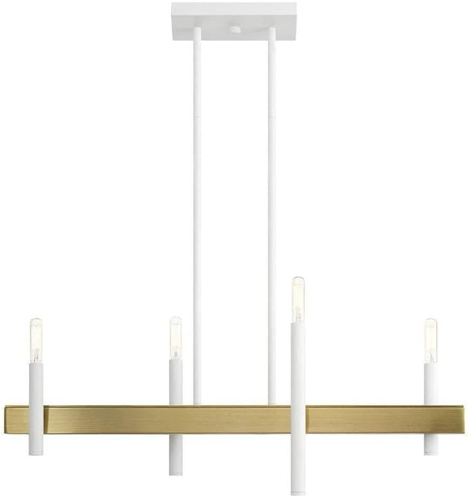 Livex Lighting 49334-03 Chandelier, White W/Antique Brass Accents