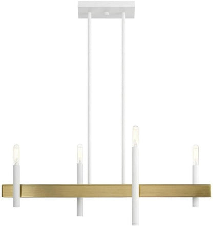 Livex Lighting 49334-03 Chandelier, White W/Antique Brass Accents