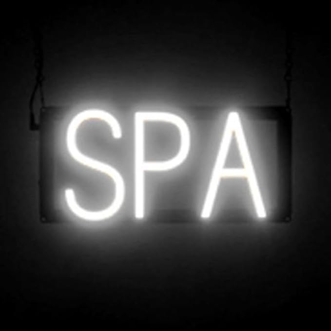 SpellBrite SPA Sign | Beauty-Related Sign with Neon Look, White LED Light Source | 13.4" x 6.3"