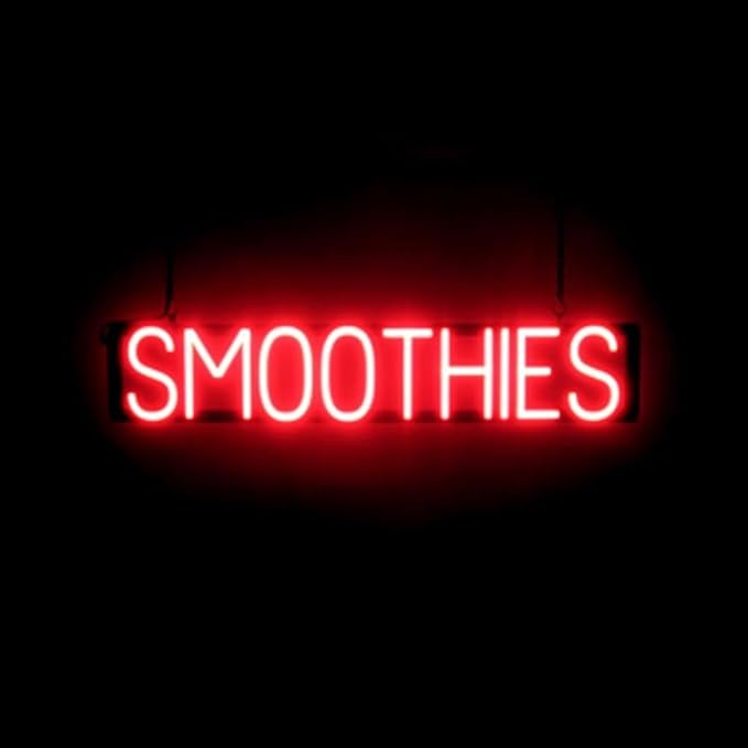 SpellBrite SMOOTHIES Sign | Cafe-Related Sign with Neon Look, Red LED Light Source | 33.7" x 6.3"