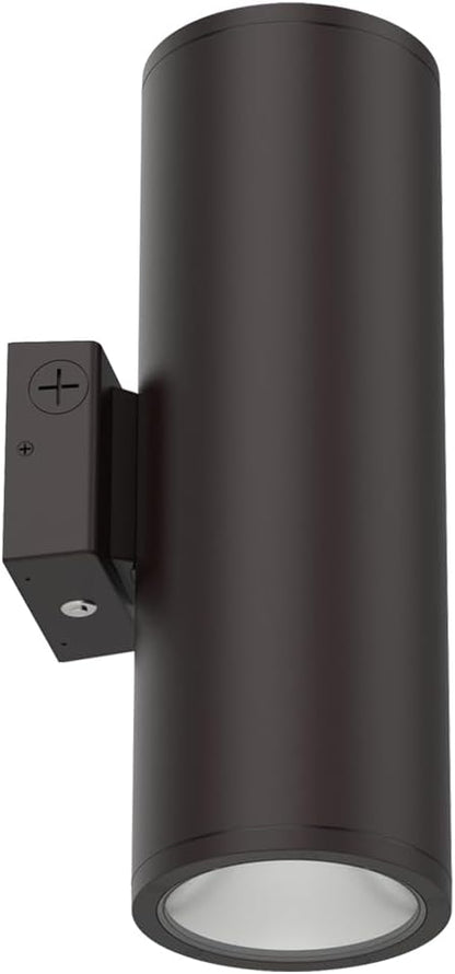 Lithonia Lighting WMCL 6 Inch LED Outdoor Wall Light, Modern Cylinder Outdoor Wall Sconce with Up/Down/Both Beam Direction, Selectable White Color, Photocell Dusk-to-Dawn, 45-Degree Beam Spread