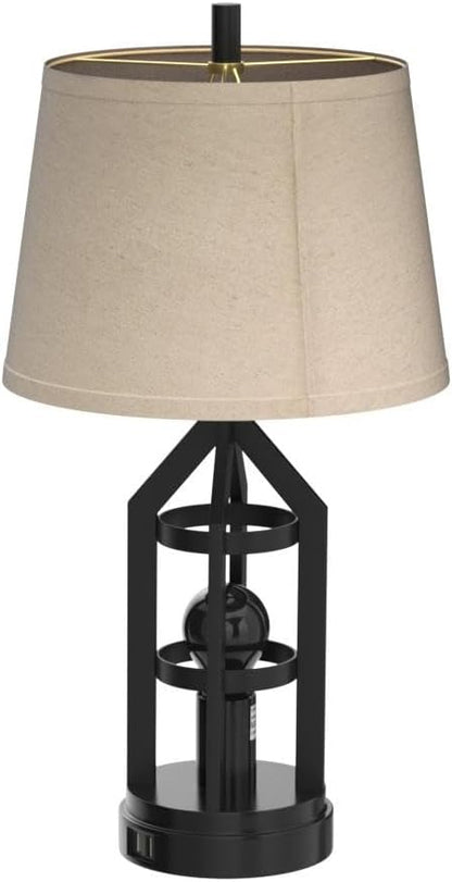 Farmhouse Table Lamps for Living Room Set of 2, 3-Way Dimmable Touch Control Bedside Lamps with 2 USB Charging Ports, Bedroom Reading Lamps for Nightstand, Rustic Home Decor, 4 LED Bulbs Included