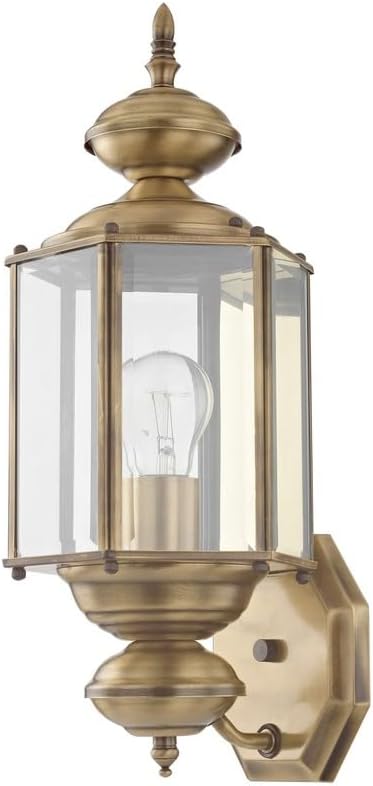 Livex Lighting 2006-01 Outdoor Wall Lantern with Clear Beveled Glass Shades, Antique Brass