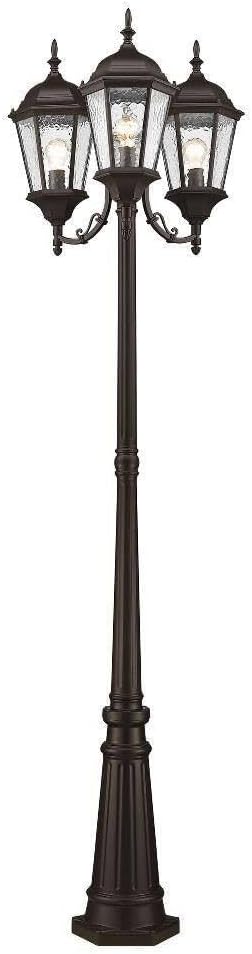 Livex Lighting 7553-07 Hamilton 3 Light Outdoor 3 Head Post, Bronze, 86" x 24.5" x 86"