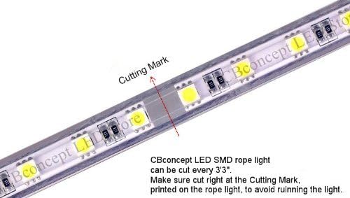 CBconcept 30 Feet RGB Color Changing 120 Volt High Output LED SMD5050 Flexible Flat LED Strip Rope Light - [Christmas Lighting, Indoor/Outdoor Rope Lighting, Ceiling Light, Kitchen Lighting]