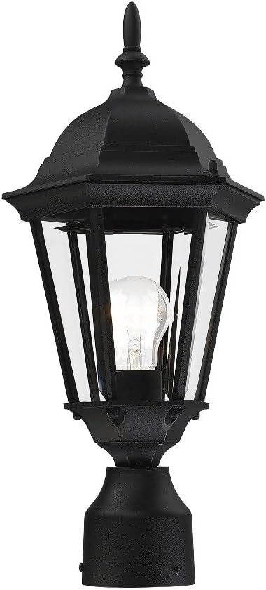 Livex Lighting 7558-14 Outdoor Post Top Light with Clear Beveled Glass Shades, 18" x 8", Black