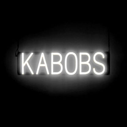 SpellBrite KABOBS Sign | Restaurant-Related Sign with Neon Look, White LED Light | 24.7" x 6.3"