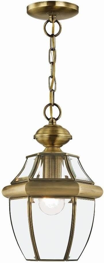 Livex Lighting 2152-01 Monterey 1-Light Outdoor Hanging Lantern, Antique Brass