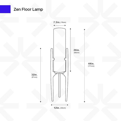 Ozarke Zen Modern Floor Lamp - Fabric Shade & Wood Frame Mid-Century 44 Inch Standing Corner Light for Bedroom, Living Room & Home Decor - E26 Bulb Warm 3000K (Dark Bronze)