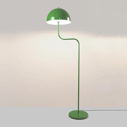 Nordic Style Green Floor Lamp Metal Dome Shade Modern Floor Light Mush-Room Cute Standing Floor Lamp Tall Unique Lamps with Foot Switch and Iron Shade