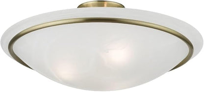 Livex Lighting 4825-01 Newburgh Collection 3 Light Large Semi-Flush, Antique Brass
