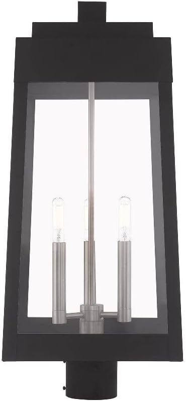 Livex Lighting 20859-04 Oslo - 24.75" Three Light Outdoor Post Top Lantern, Black Finish with Clear Glass