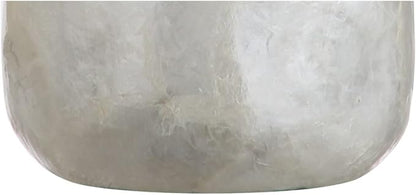 JONATHAN Y JYL4007A 21" Coastal Seashell Table Lamp, Contemporary Pearl White Bedside Lamp for Living Room, Bedroom Nightstand, End Table Desk Lamp with White Linen Drum Shade, LED Bulb Included