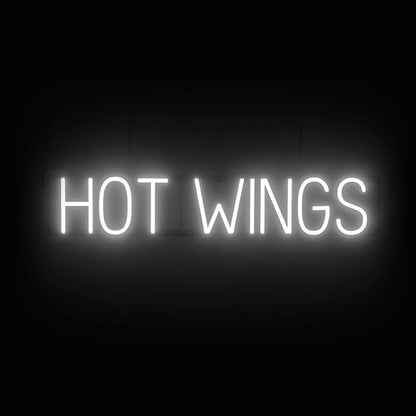 SpellBrite HOT WINGS Sign | Food-Related Sign with Neon Look, White LED Light Source | 33.6" x 6.3"