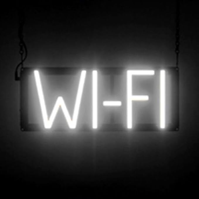 SpellBrite WI-FI Sign | Cafe-Related Sign with Neon Look, White LED Light Source | 15.4" x 6.3"