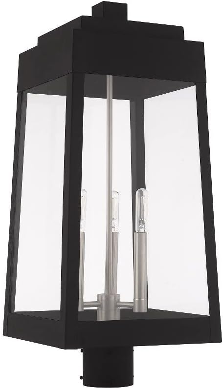 Livex Lighting 20859-04 Oslo - 24.75" Three Light Outdoor Post Top Lantern, Black Finish with Clear Glass