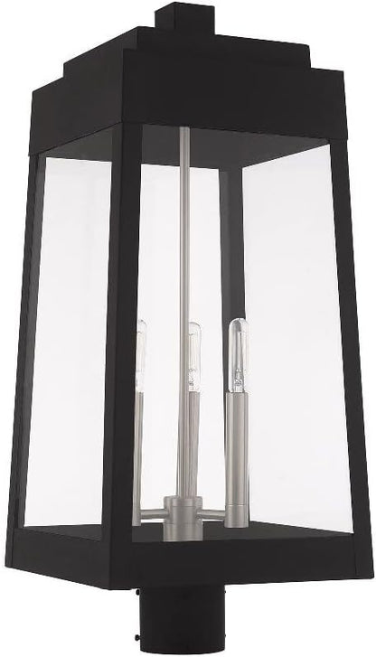 Livex Lighting 20859-04 Oslo - 24.75" Three Light Outdoor Post Top Lantern, Black Finish with Clear Glass
