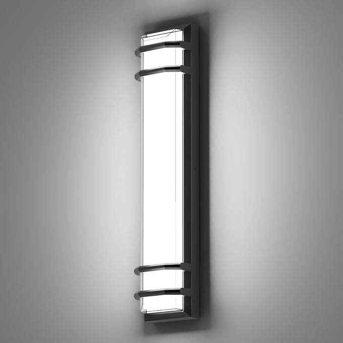 Sytmhoe Outdoor Wall Lights,2Packs 36w Dimmable LED Modern Porch & Patio Wall Light Fixture, 23.6in Black Exterior Sconce Wall Mounted Lights Suitable for Garage Courtyard House(6000K)